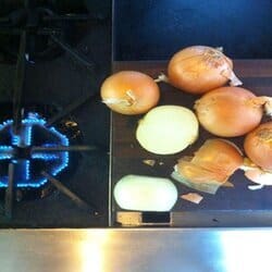 Cut the onions near a heat source