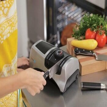 KitchenIQ Angle Adjust Adjustable Electric Knife Sharpener - Food Fanatic