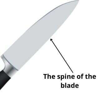 The spine of the kitchen knife blade