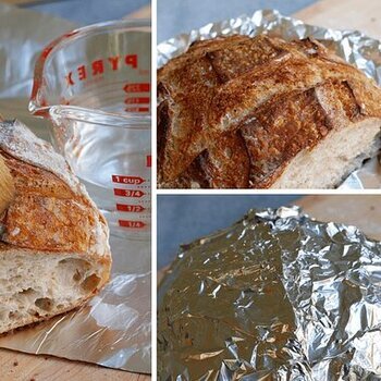 stale bread in aluminum foil